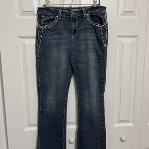 Earl Jeans Dark Blue Flare Jeans with Contrast Stitching